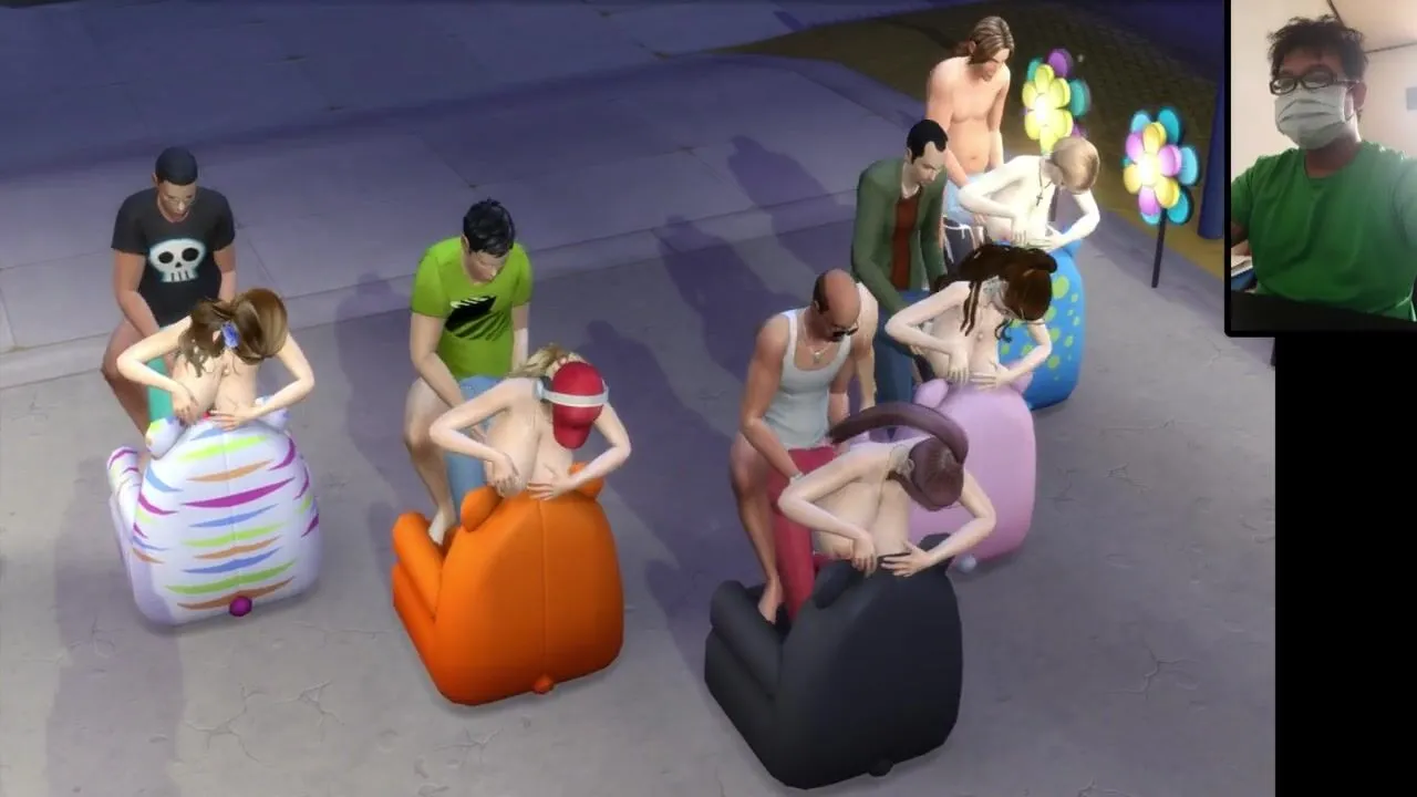 Free The Sims 4:10 people have sex on the sofa Porn Video