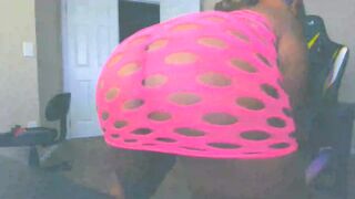 big beautiful woman Black Web camera Model Twerking in Pink Fishnets, Trina Foxx