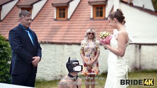 BRIDE4K. Shy bride with natural breasts is banged roughly in front of everybody in public