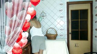 Sexy housewife Lukerya fantasies of summer in the kitchen